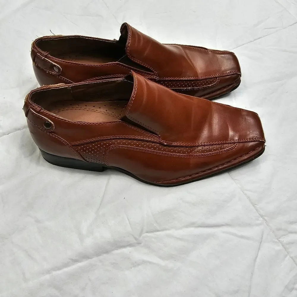 Stacy Adams Brown Leather Oxford Slip On Shoes‎ Boys Size 2